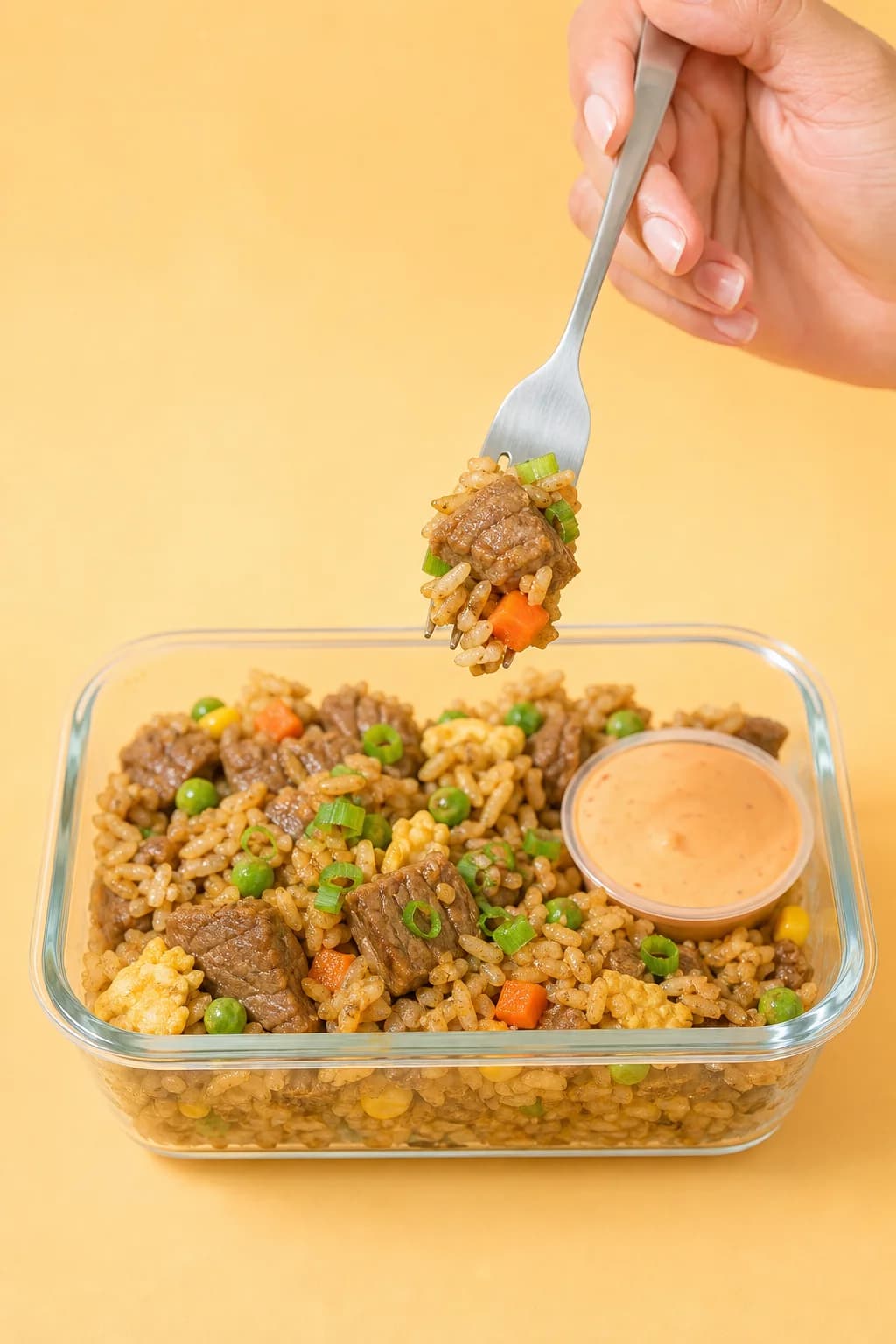 Slow cooker steak fried rice