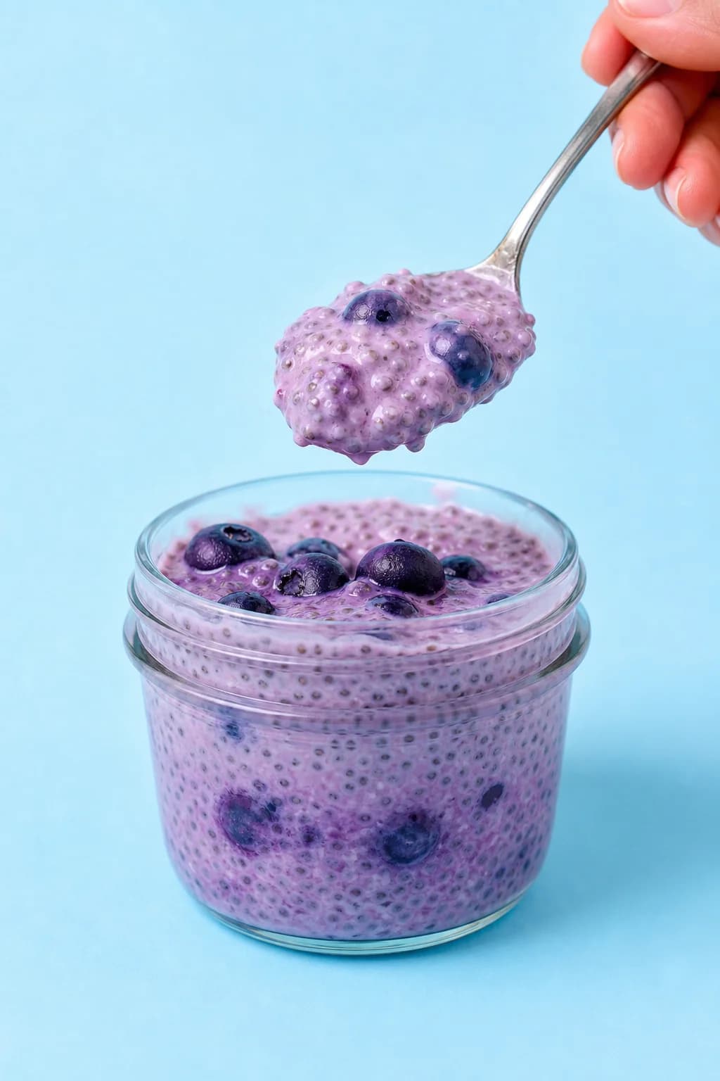 Blueberry chia seed overnight pudding
