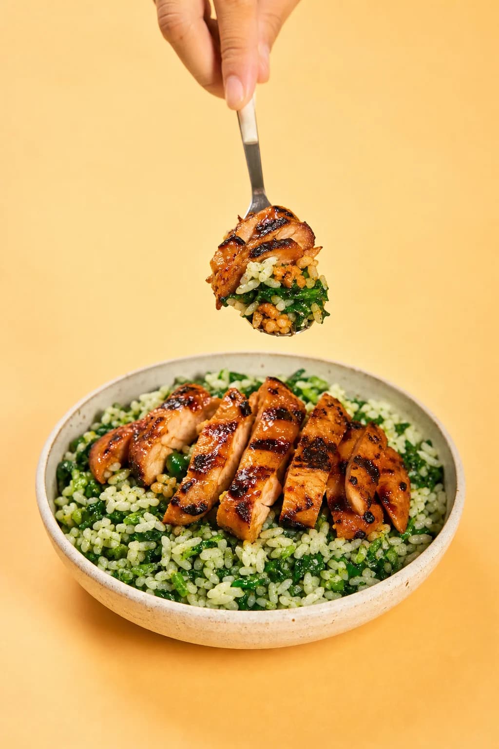 Miso chicken and spinach rice