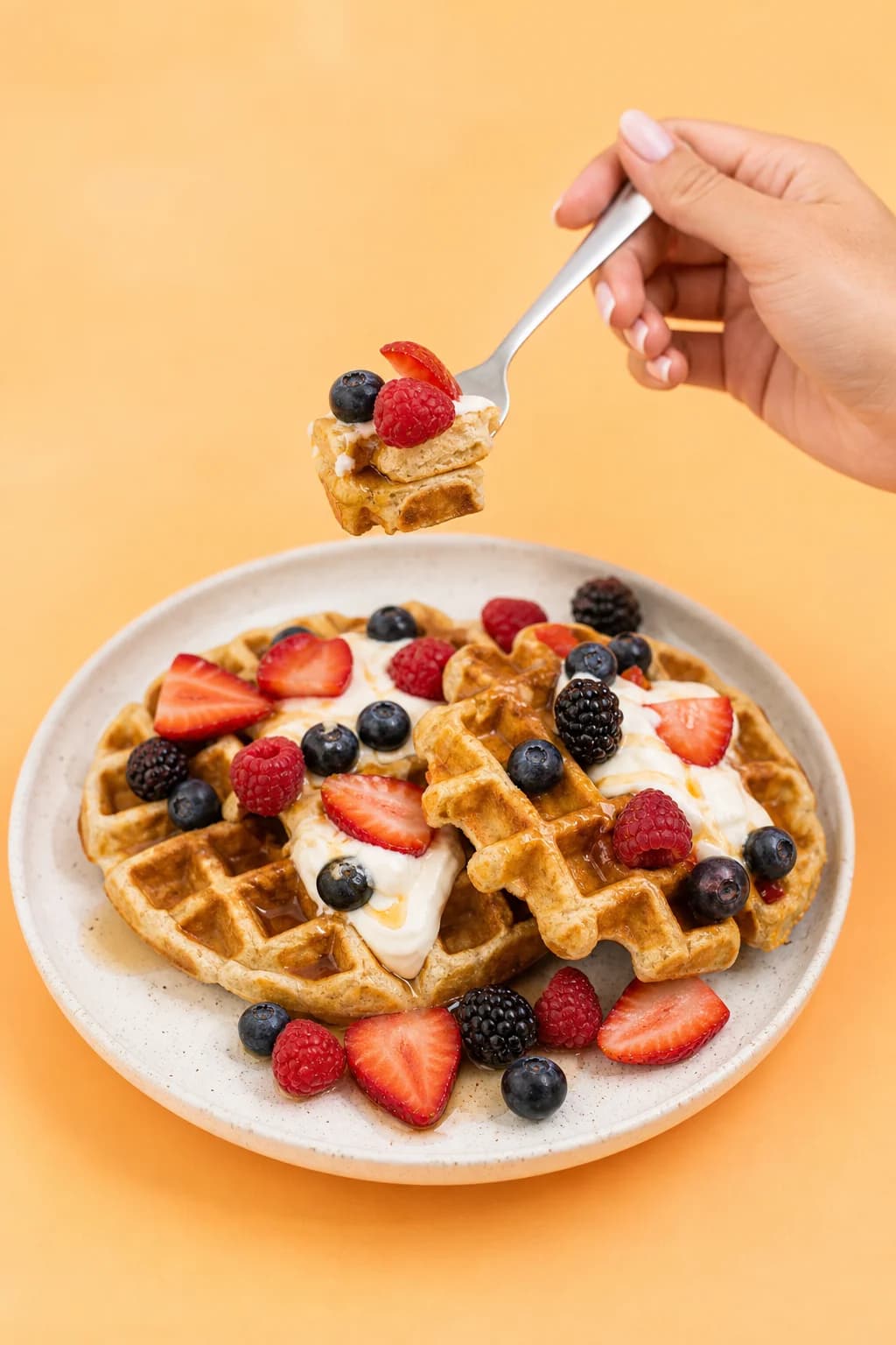 Greek yogurt oat protein waffles