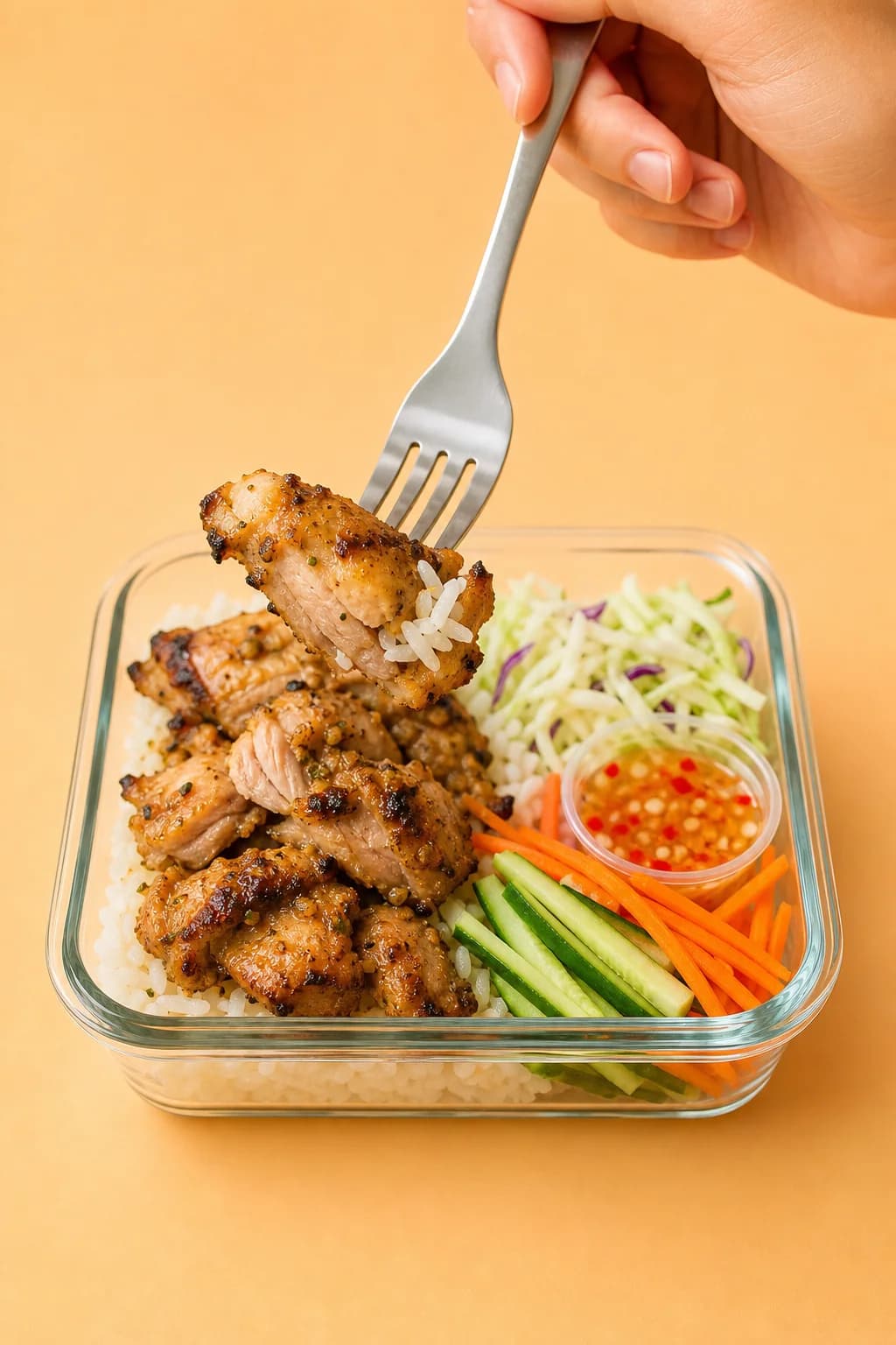Lemongrass chicken with rice meal prep