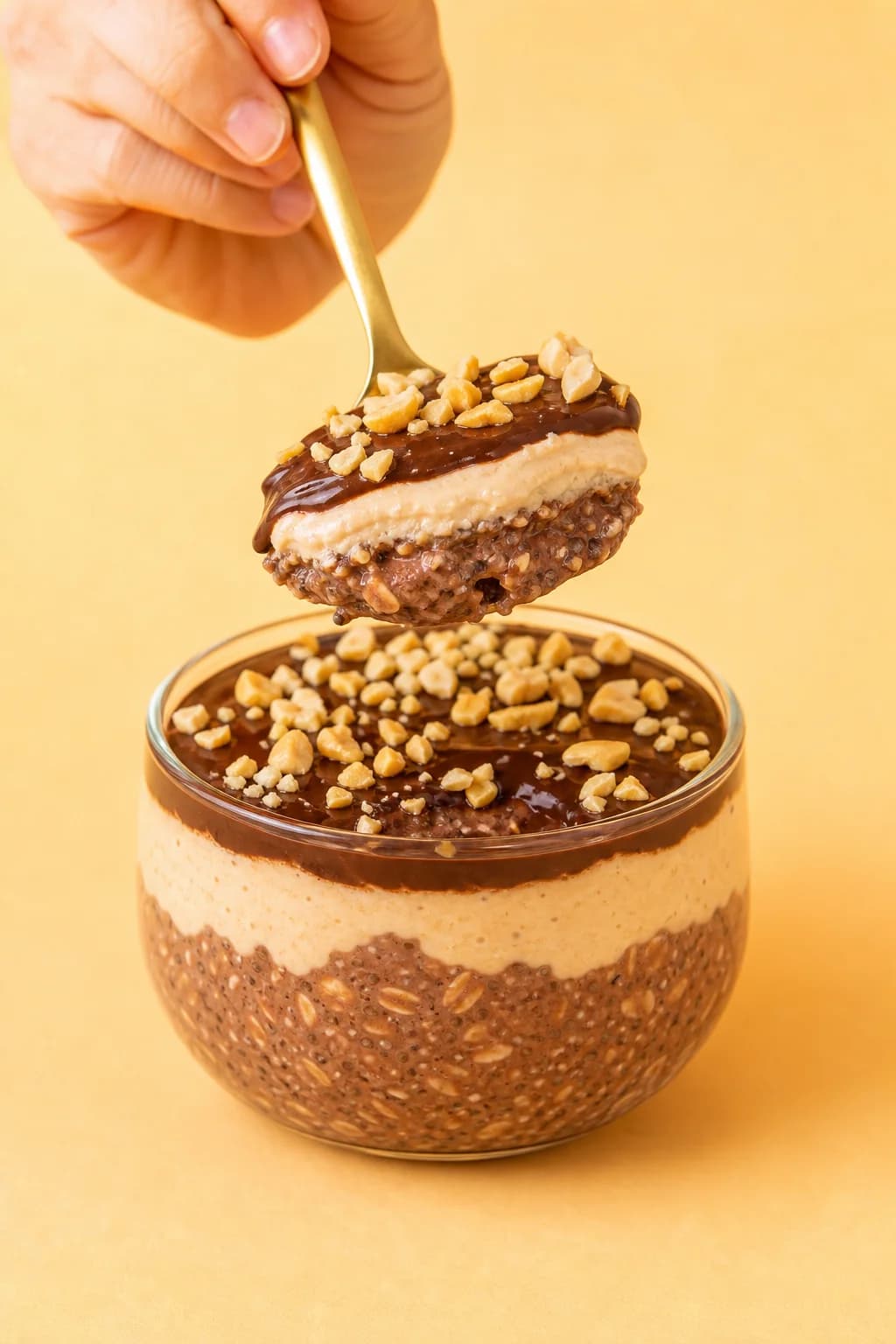 Snickers-style chocolate peanut overnight oats