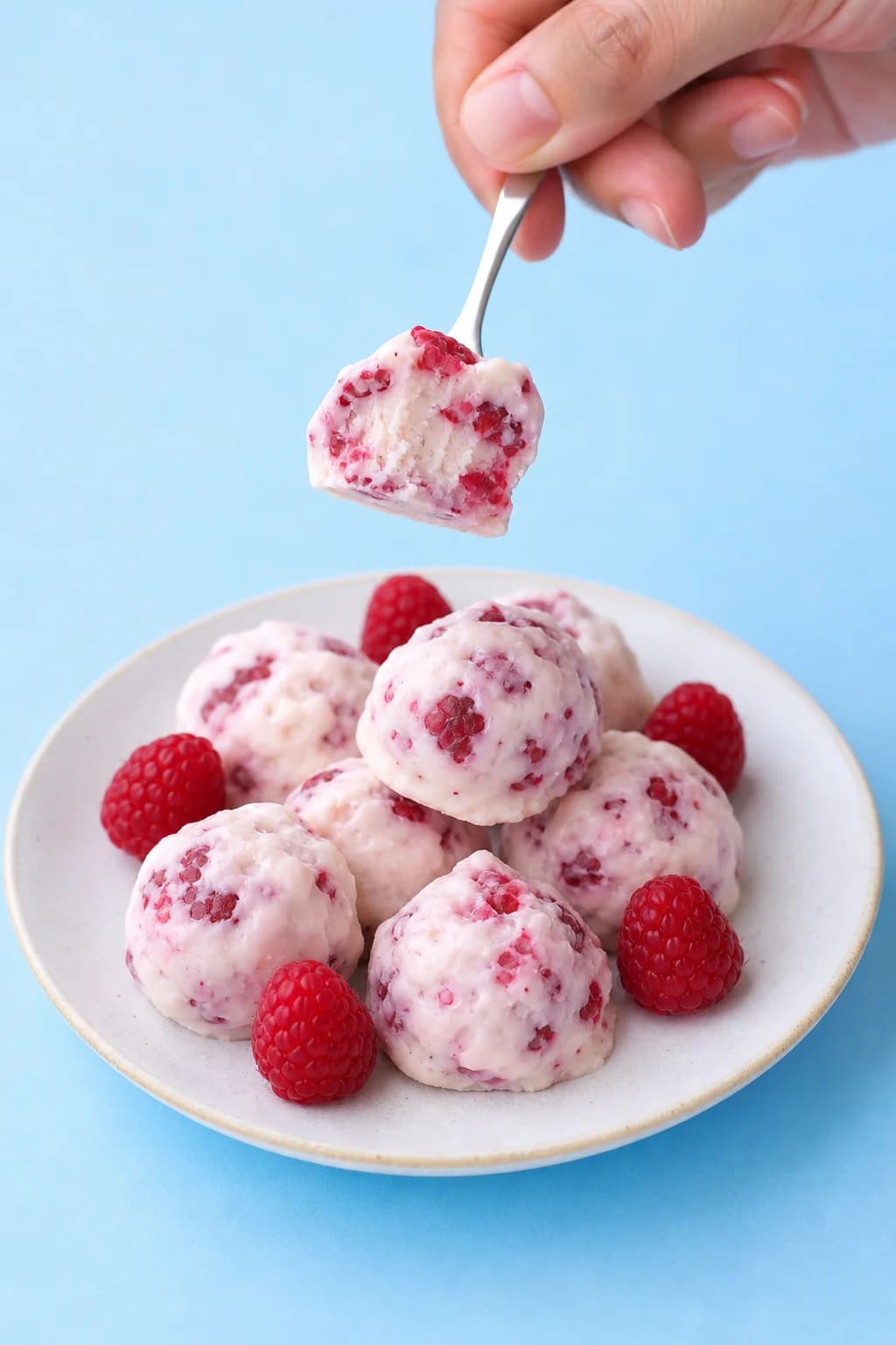 Raspberry cheesecake bites