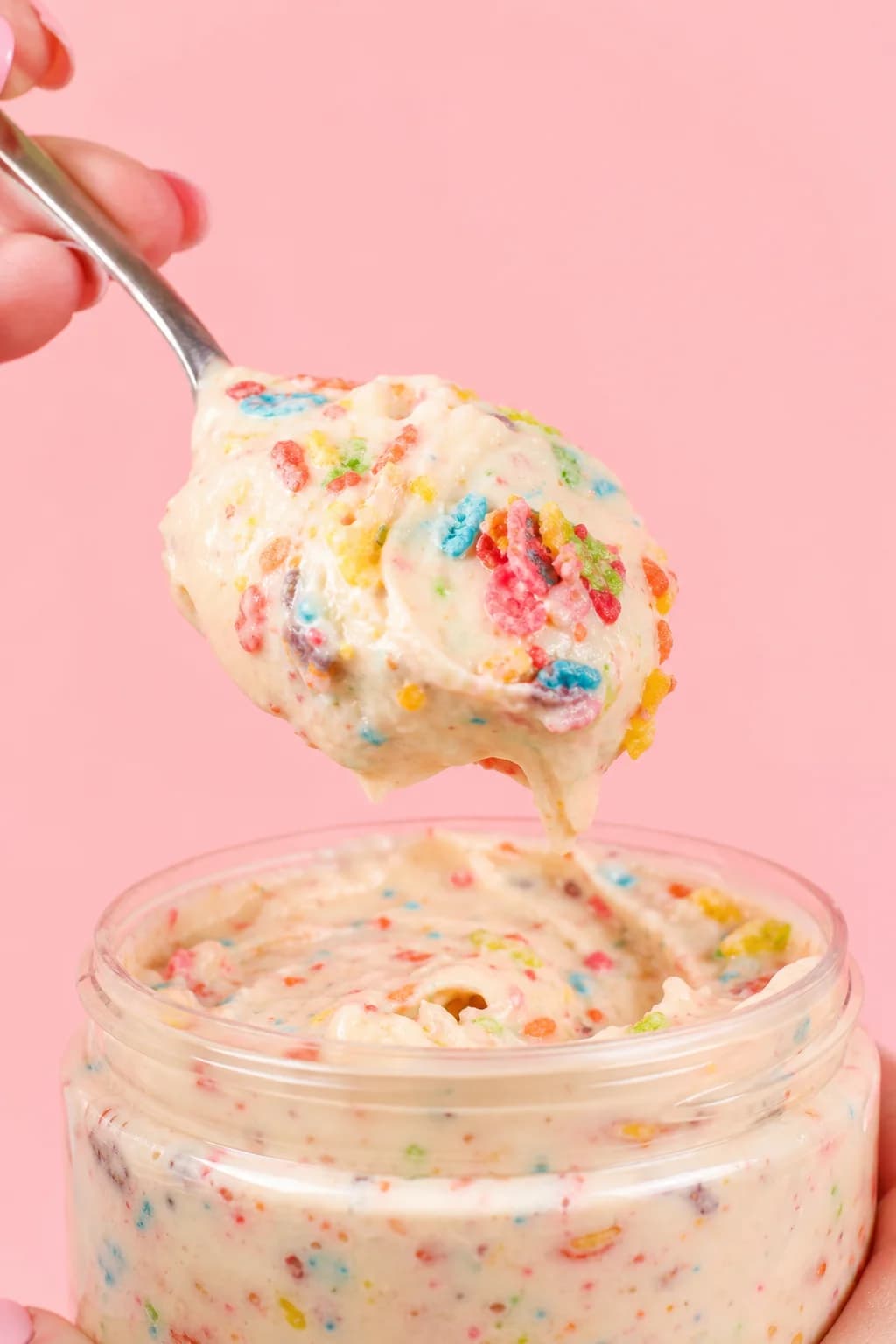 Fruity Pebble protein cheesecake frosting