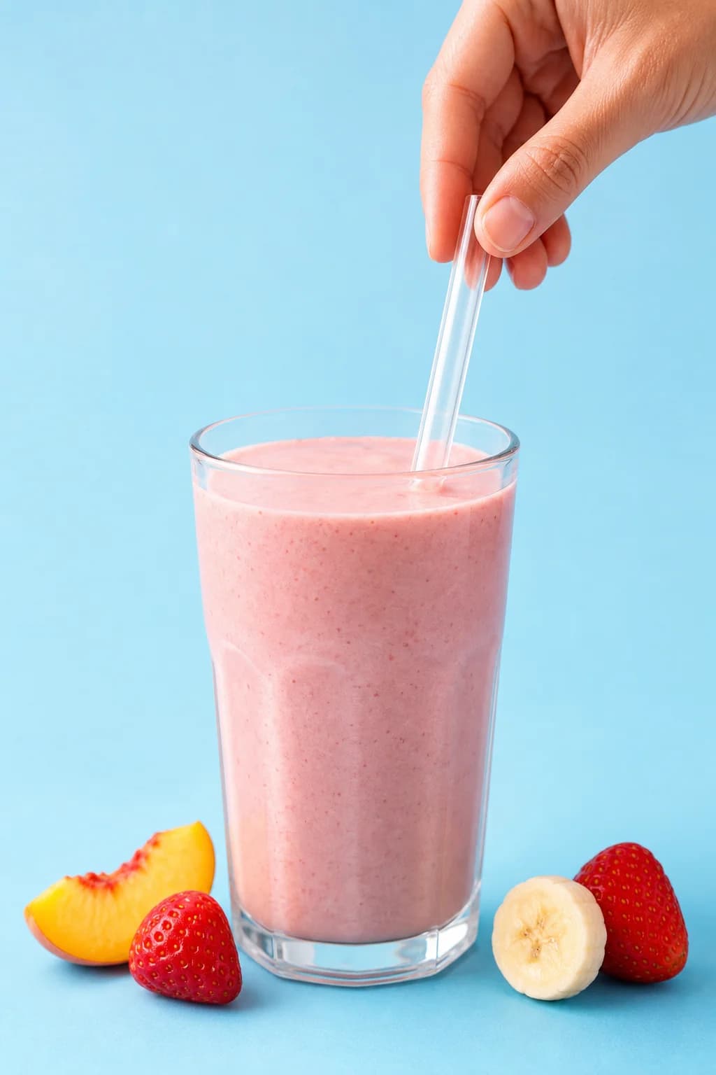 Peach strawberry protein smoothie