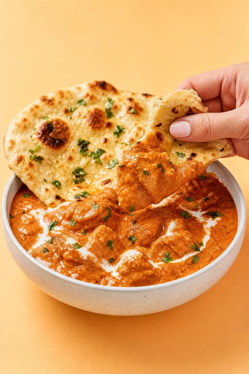 Butter chicken with garlic naan