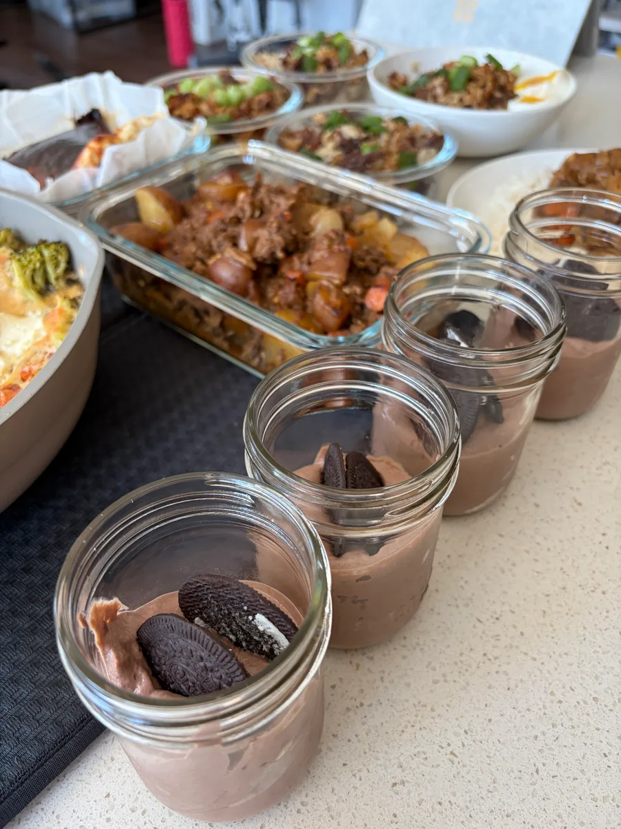 Portioned containers from the same cook session